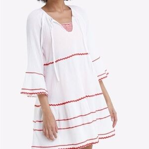 Draper James Nautical White and Red Swim Coverup